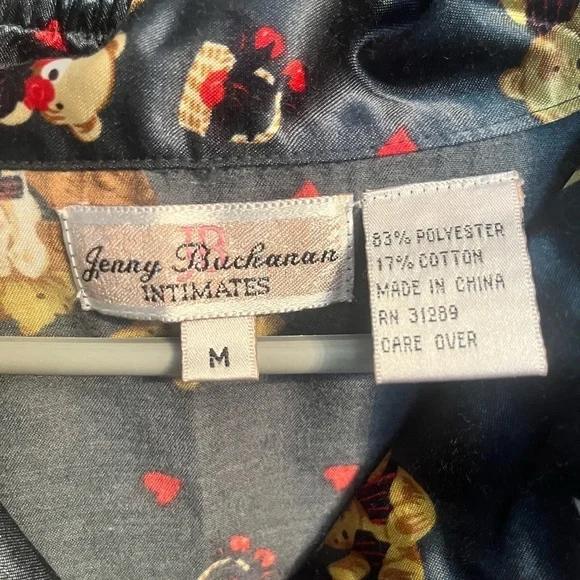 Jenny Buchanan Pajama Set Womens medium teddy bears and hearts forest green - Picture 6 of 8